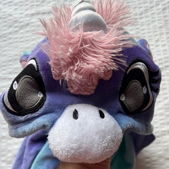 Funzietime Blue and Purple Tie Dye Unicorn Onesie Pajama Costume, Adult XS - Picture 9 of 14